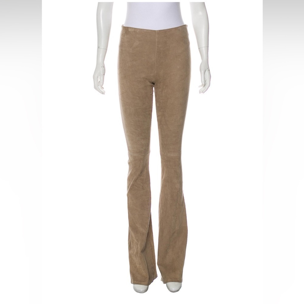 Sablyn Suede Leather Flared Pants - taupe - perfect condition - Picture 2 of 5